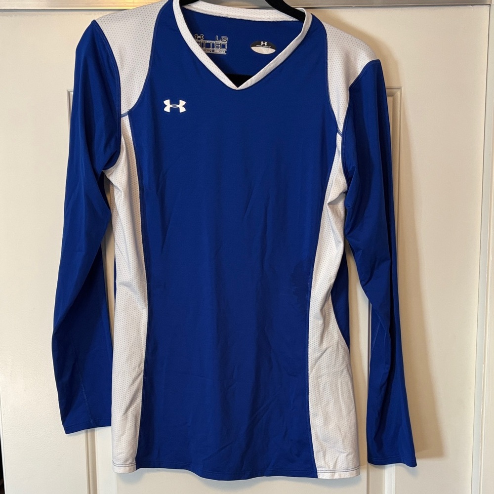 Under Armour Royal Blue and White V-Neck Top